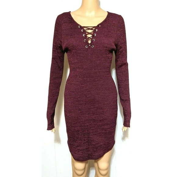 Planet Gold Lace Up Bodycon Sweater Dress XXL NWT - Picture 2 of 4